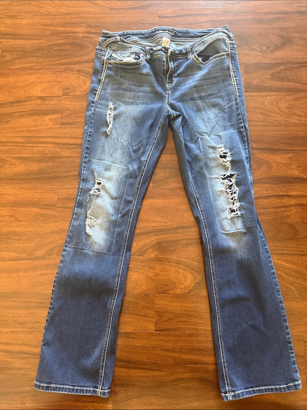 Maurices Distressed Medium Blue Flare Jeans